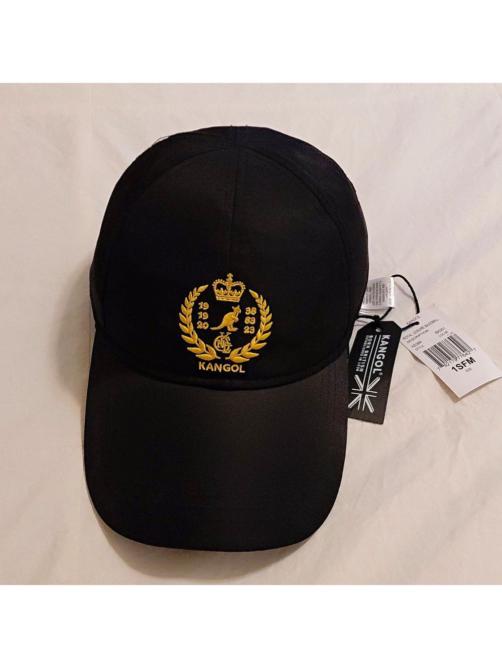 NWT Men's Adjustable Baseball Cap Black/Gold Embroidered Logo One Size #1097